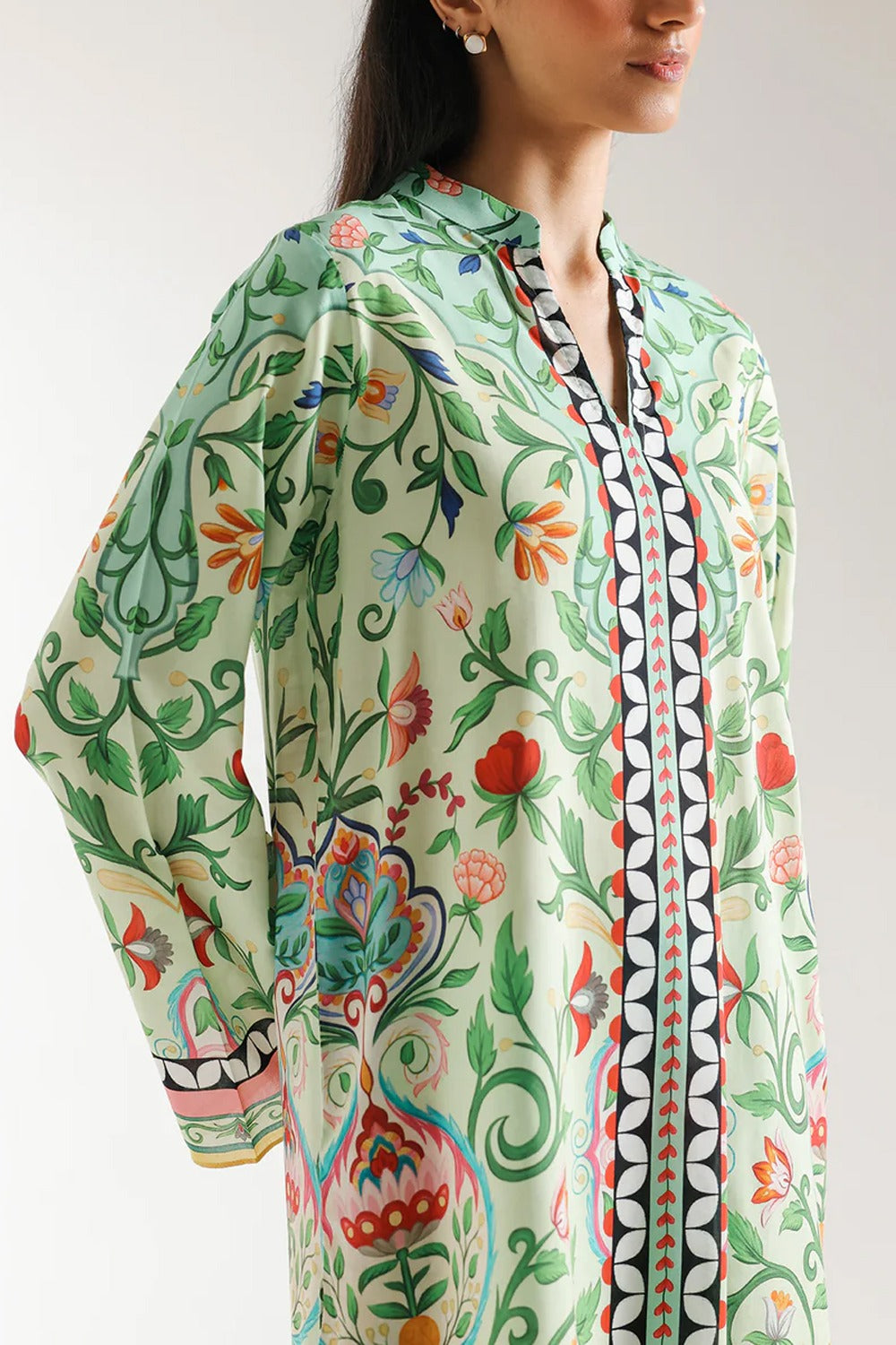 Mint Green Floral Printed Kurta