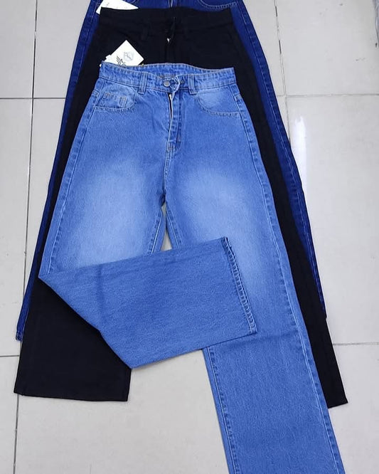 High Waisted Straight Leg Denim Jeans