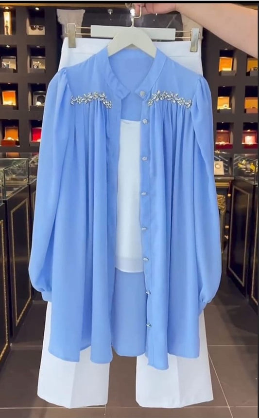 Embellished Chiffon Long Shrug