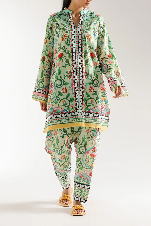 Mint Green Floral Printed Kurta