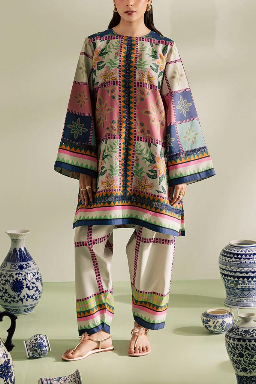Contemporary Geometric and Floral Print Kurta