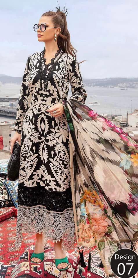 Monochrome Embroidered Lawn Suit